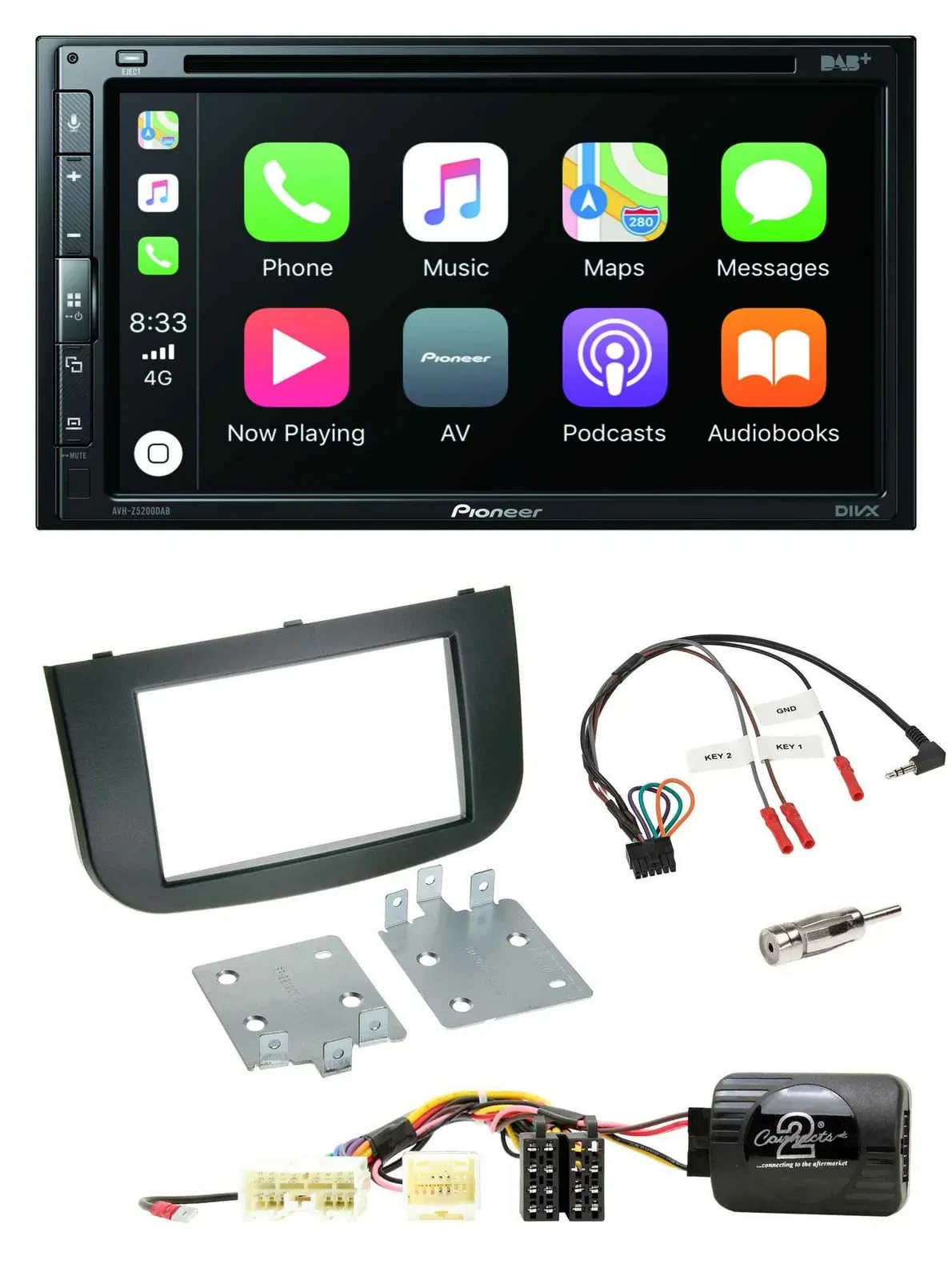 Pioneer DVD 2DIN Lenkrad DAB Bluetooth USB Autoradio für Mitsubishi Colt 2008-20