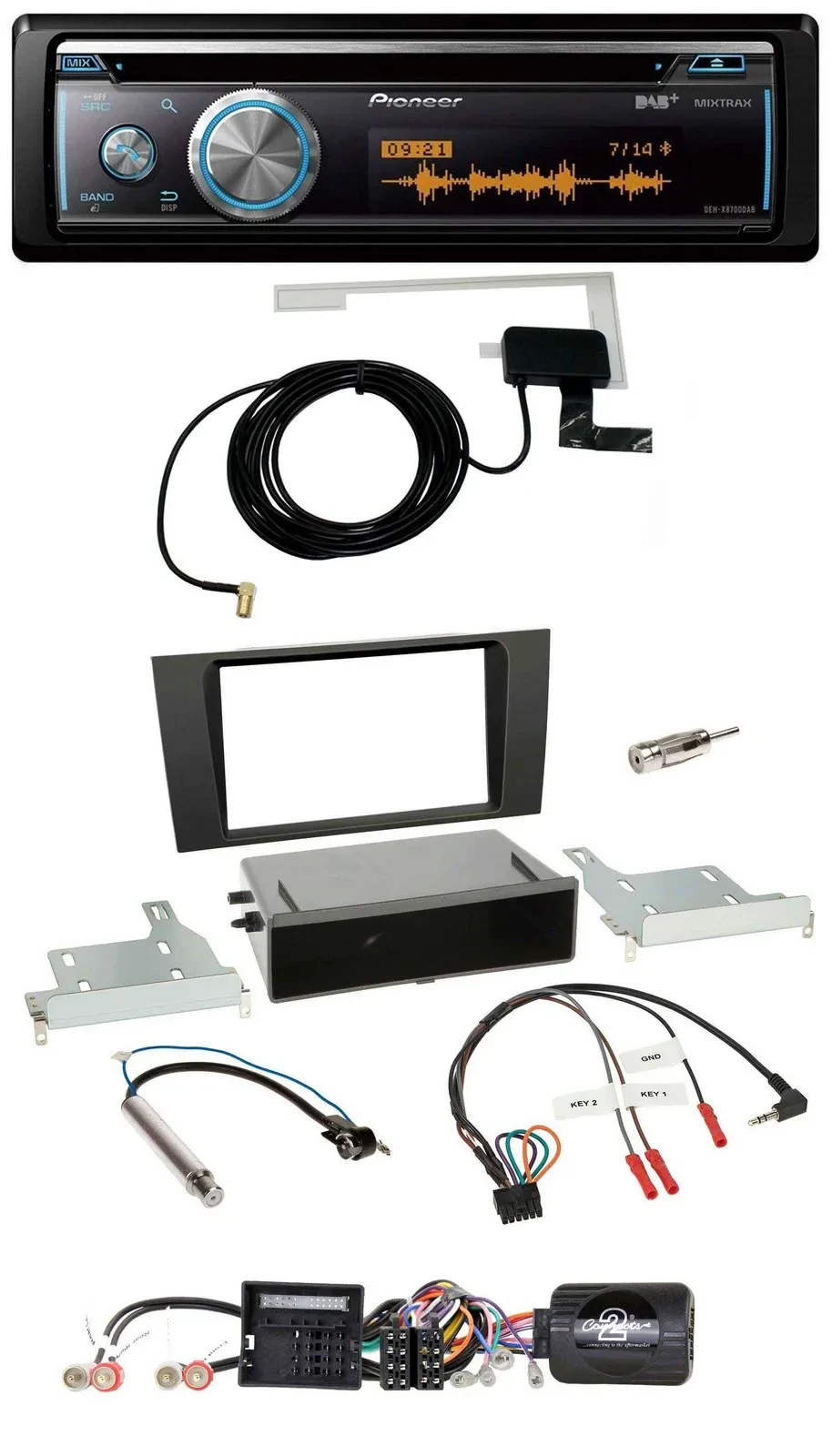 Pioneer Bluetooth DAB Lenkrad USB CD Autoradio für Audi A4 (2000-2001)