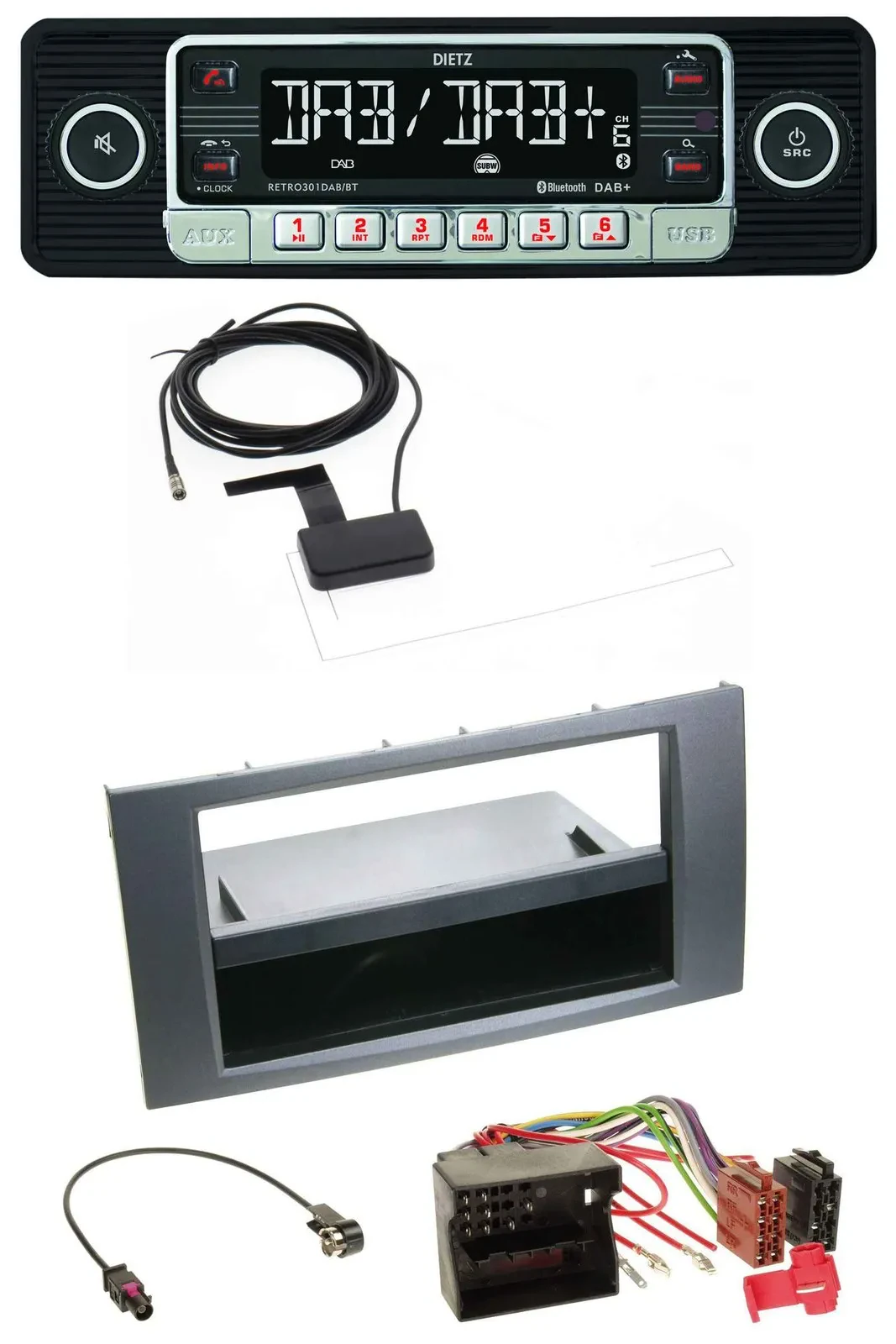 Dietz DAB Bluetooth USB MP3 Autoradio für Ford Focus C-Max Galaxy S-Max 03-07 an