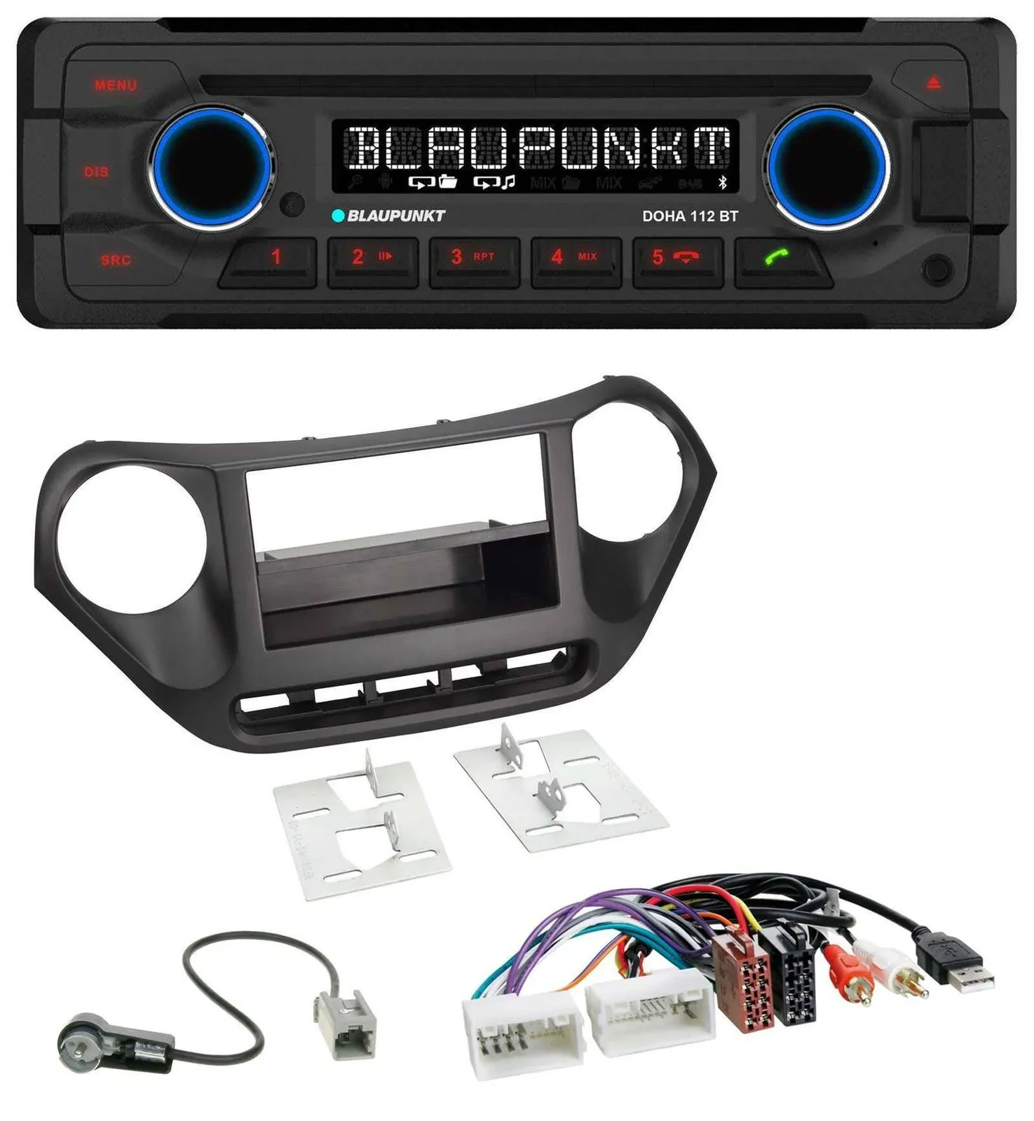 Blaupunkt AUX MP3 CD Bluetooth USB Autoradio für Hyundai i10 (ab 2013) AUX USB