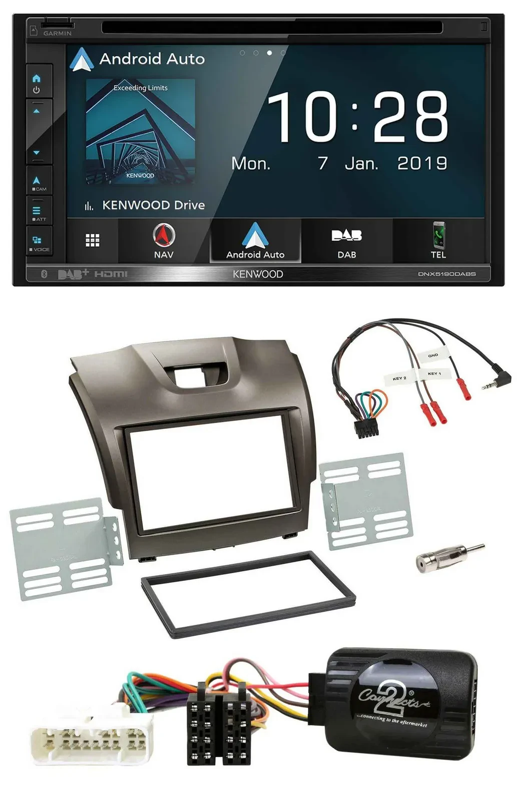 Kenwood DAB TMC USB 2DIN Lenkrad Bluetooth Navigation für Isuzu D-Max ab 2012 gr