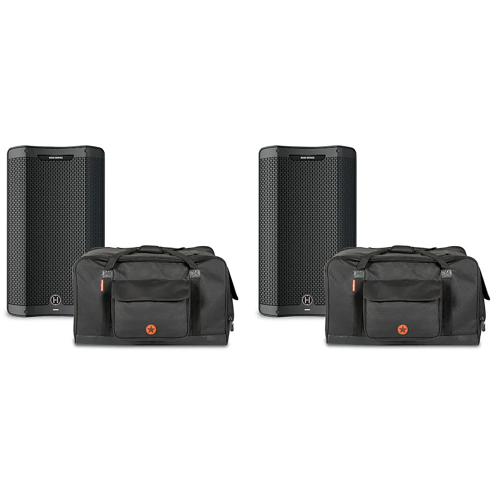 Harbinger VARI V3415 15" Powered Speakers Package w/Avenue II Road Runner Bags