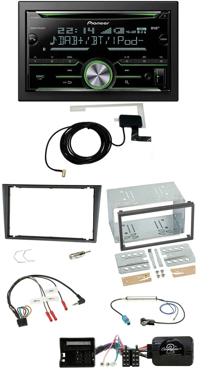 Pioneer CD USB Lenkrad Bluetooth 2DIN DAB Autoradio für Opel Tigra Corsa C Meriv