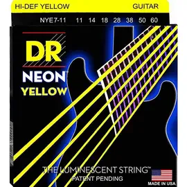Струны для 7-струнной электрогитары DR Strings NYE7-11 Neon Yellow 11-60