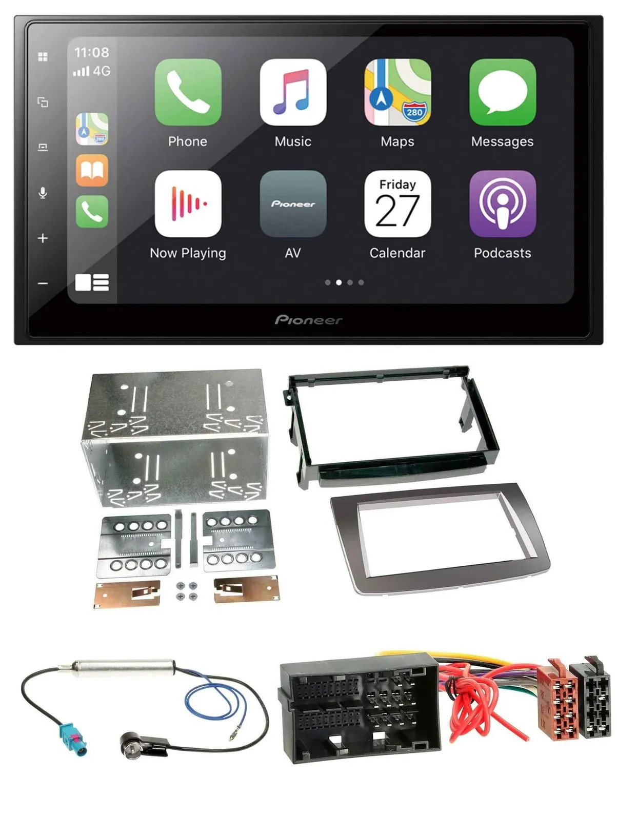 Автомагнитола Pioneer 2-DIN, Bluetooth, DAB, USB, MP3, для Alfa Romeo Mito (с 2014), серебристая