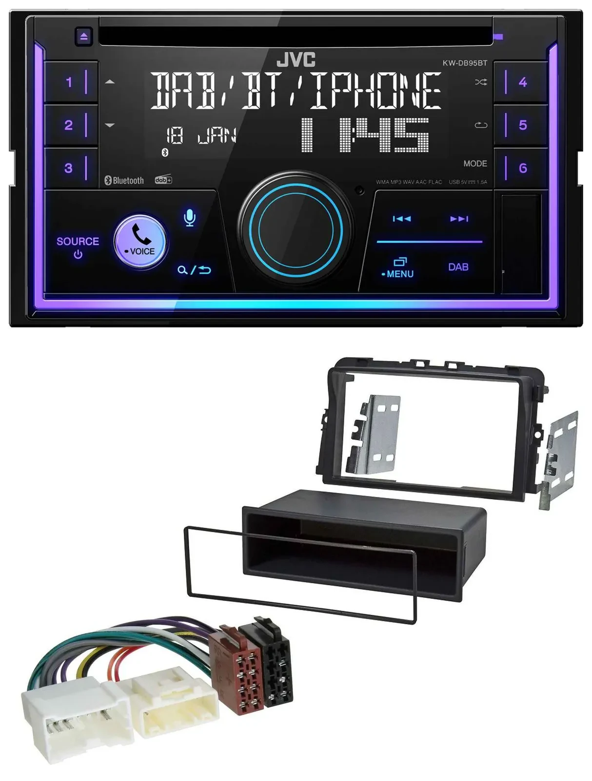 Автомагнитола для Opel Vivaro (2011–2015) JVC 2 DIN, CD, USB, Bluetooth, DAB