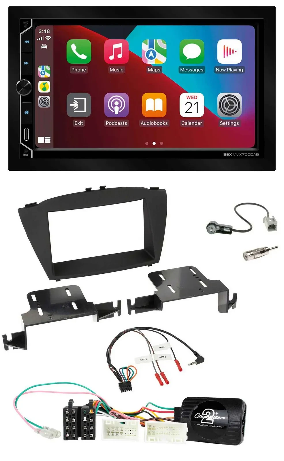 Автомагнитола для Hyundai ix35 (с 2013) ESX 2-DIN DAB, USB, Bluetooth, поддержка управления на руле