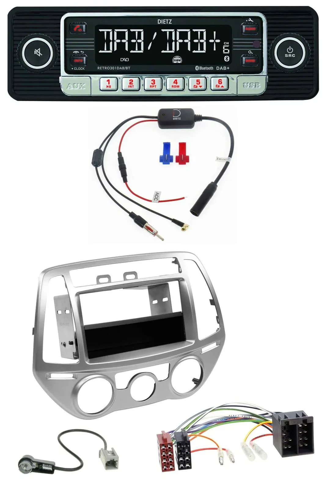 Dietz MP3 DAB Bluetooth USB Autoradio für Hyundai i20 (12-14) man. Klima