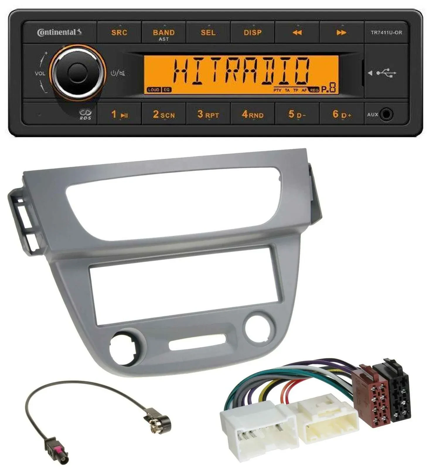 Continental 1DIN USB AUX MP3 Autoradio für Renault Megane 3 (12-14) - grau