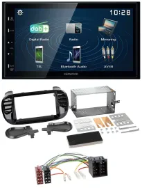 Kenwood 2DIN Bluetooth MP3 USB DAB Autoradio für Fiat 500 bis 2012 glänzend schw