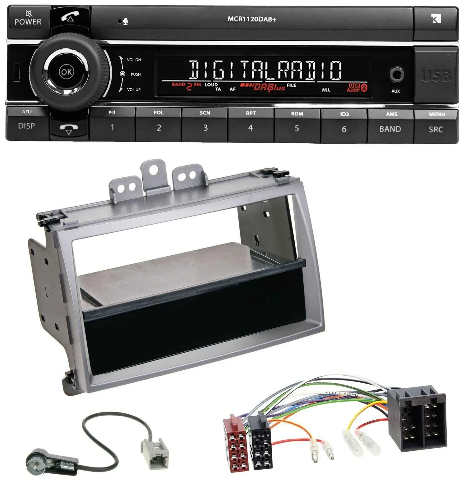 Kienzle Bluetooth MP3 USB DAB Autoradio für Hyundai i20 (08-11) Ablagefach