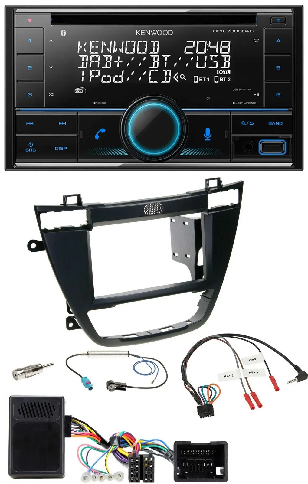 Kenwood CD 2DIN DAB USB Lenkrad Bluetooth Autoradio für Opel Insignia ab 08 schw