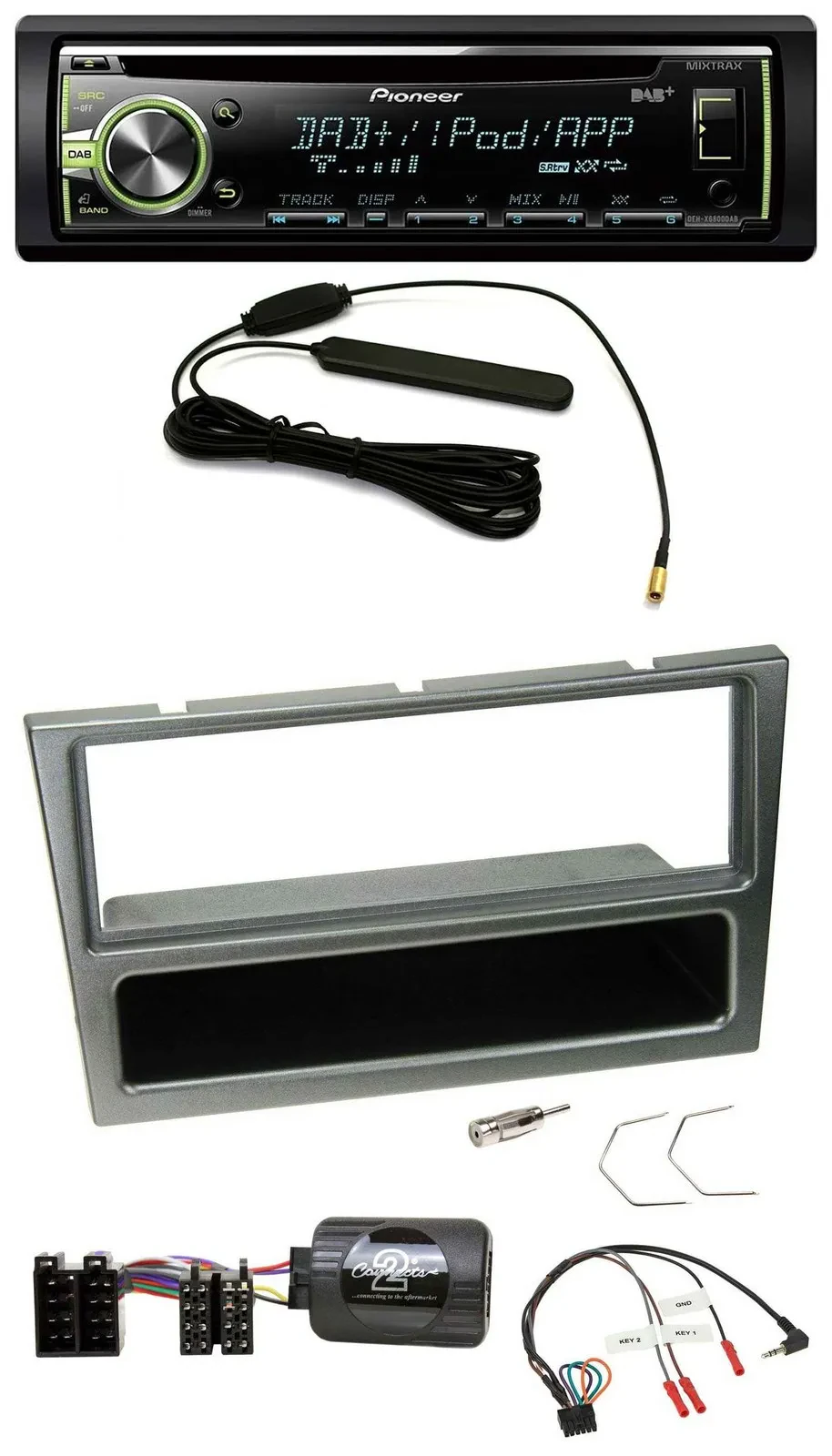 Pioneer MP3 USB CD DAB Lenkrad Autoradio für Opel Corsa C 00-04 aluminium