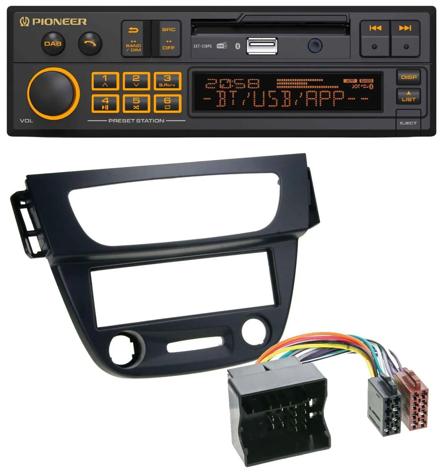 Pioneer DAB MP3 USB Bluetooth Autoradio für Renault Megane 3 09-14 Quadlock schw
