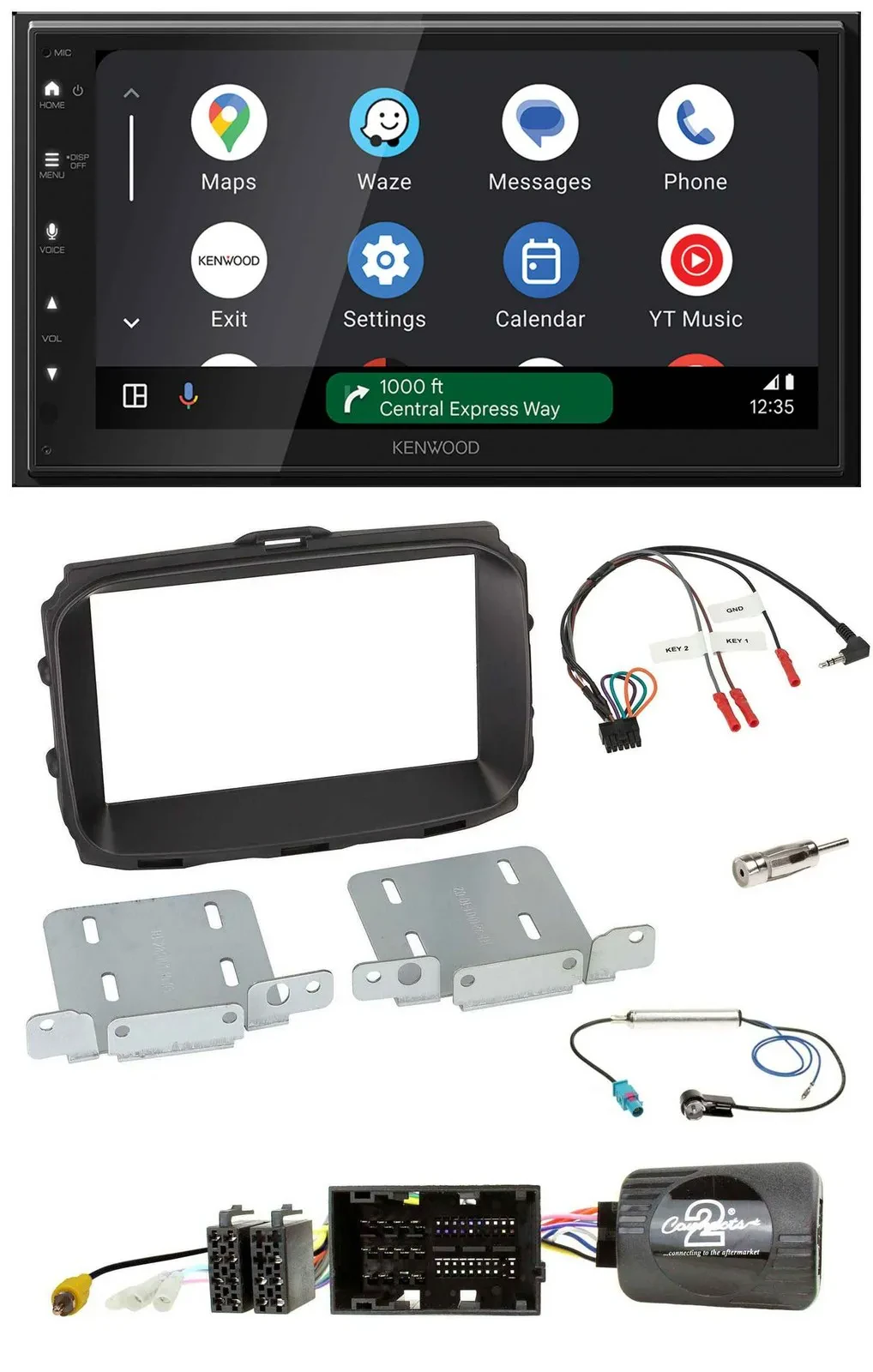 Автомагнитола для Alfa Romeo Giulietta 2013–2021 Kenwood 2DIN, DAB, Bluetooth, USB, поддержка кнопок на руле