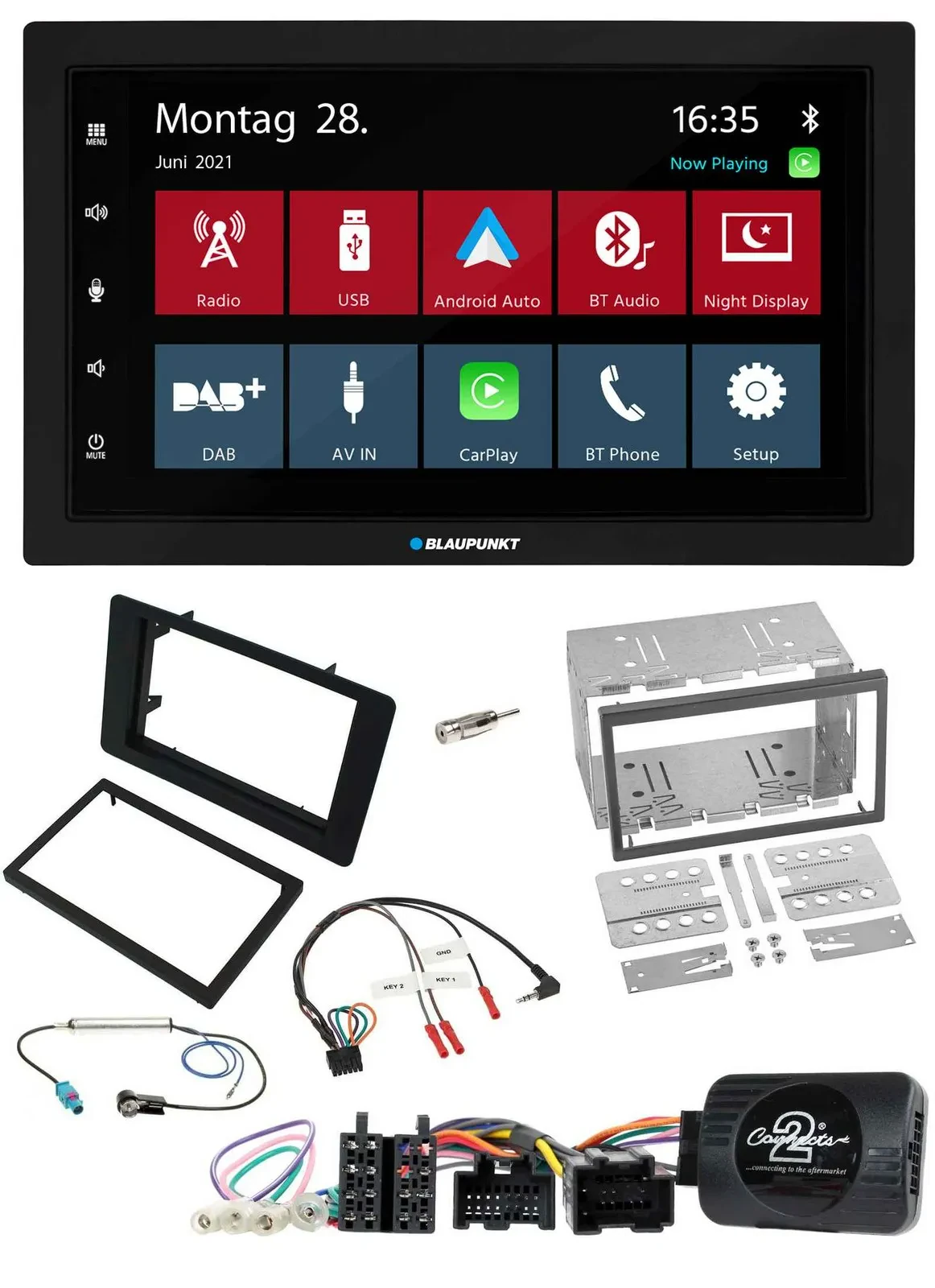 Blaupunkt Lenkrad Bluetooth DAB 2DIN USB Autoradio für Saab 9-5 2008-2010