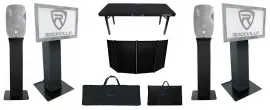 DJ Package w/Black Facade+2) Totem Lighting/Speaker Stands+2) TV Stands+DJ Table