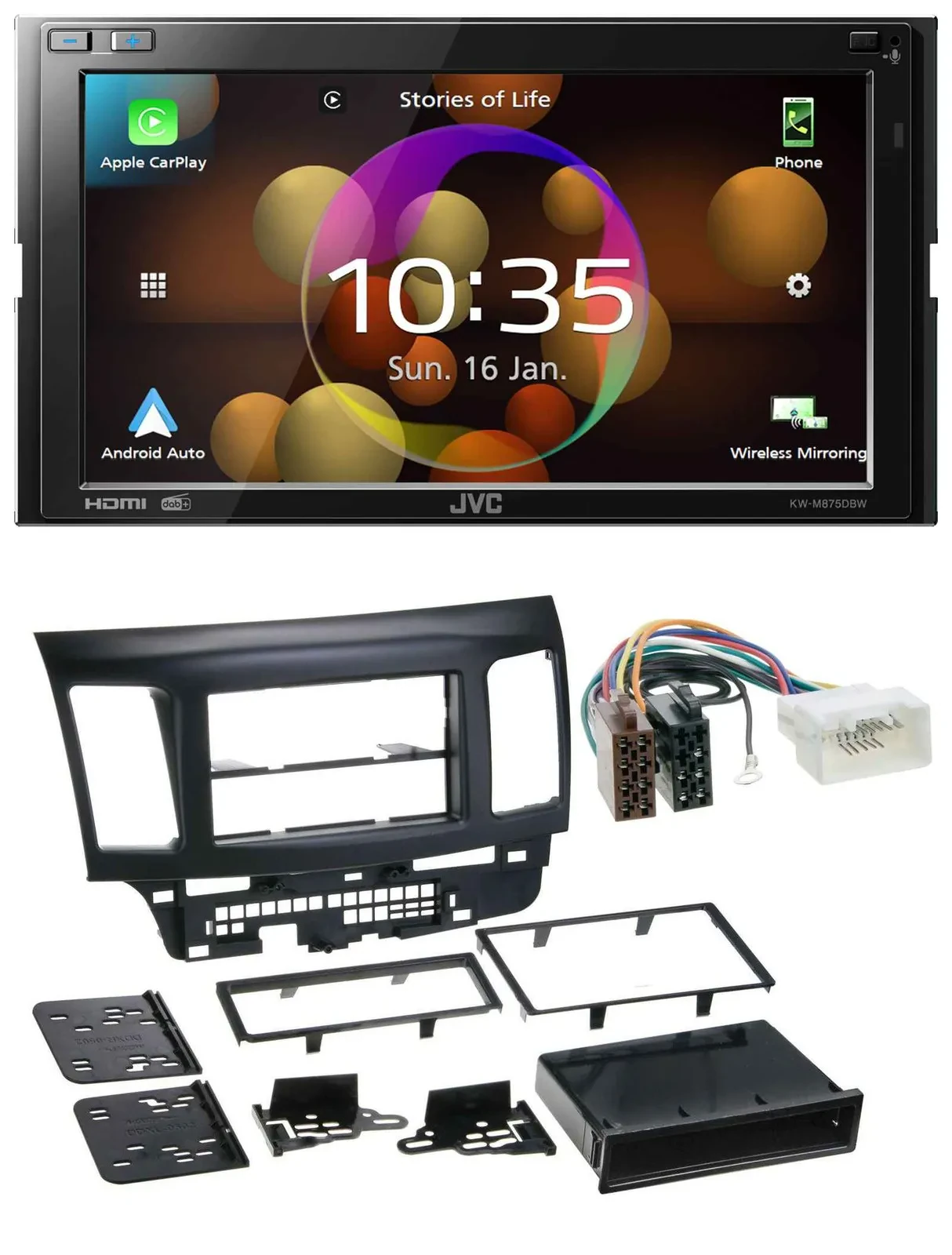 Автомагнитола для Mitsubishi Lancer (EVO) с 2008 JVC 2 DIN, DAB, Bluetooth, USB, MP3