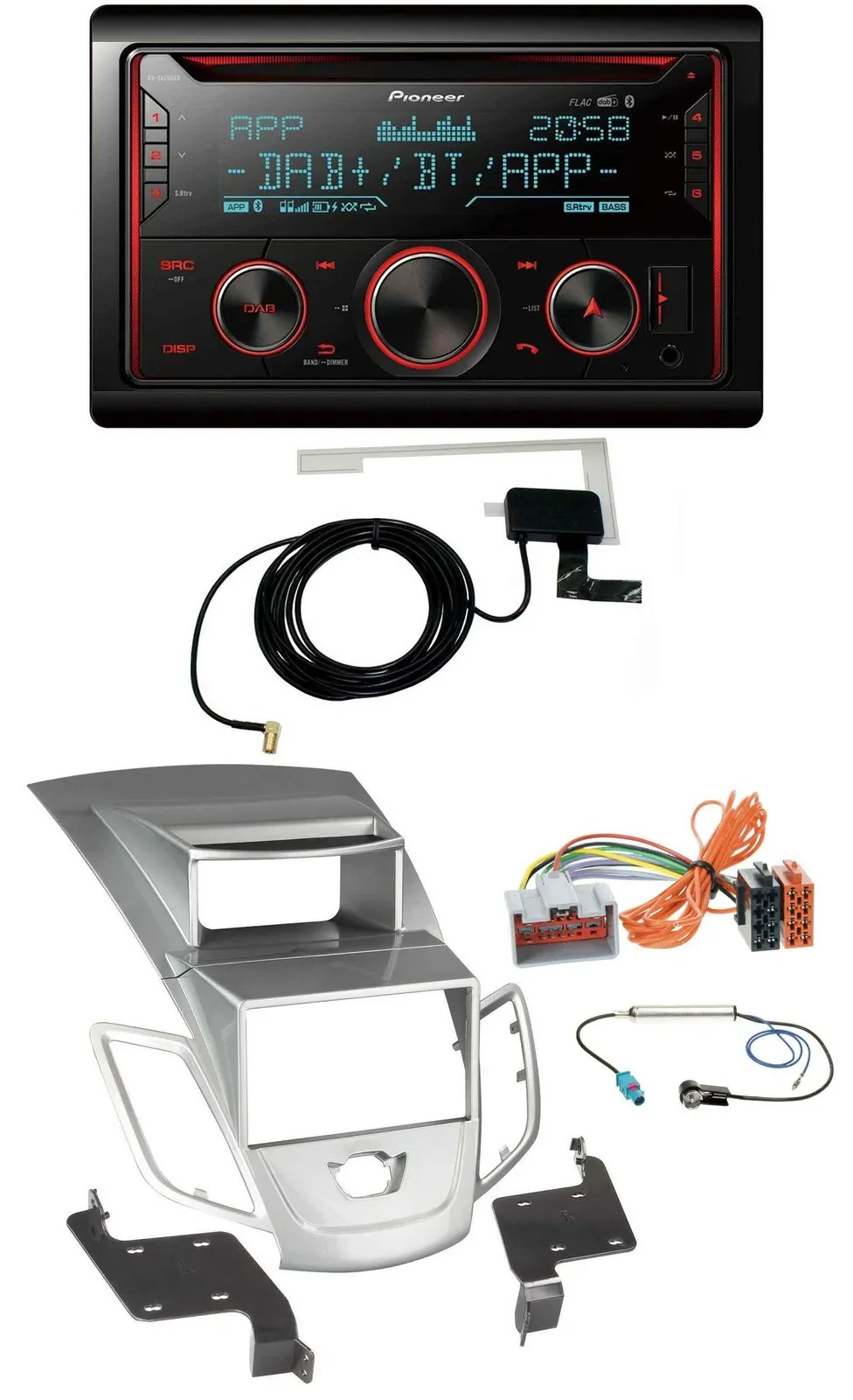 Pioneer 2DIN MP3 DAB USB CD Bluetooth Autoradio für Ford Fiesta 2008-2010 Displa