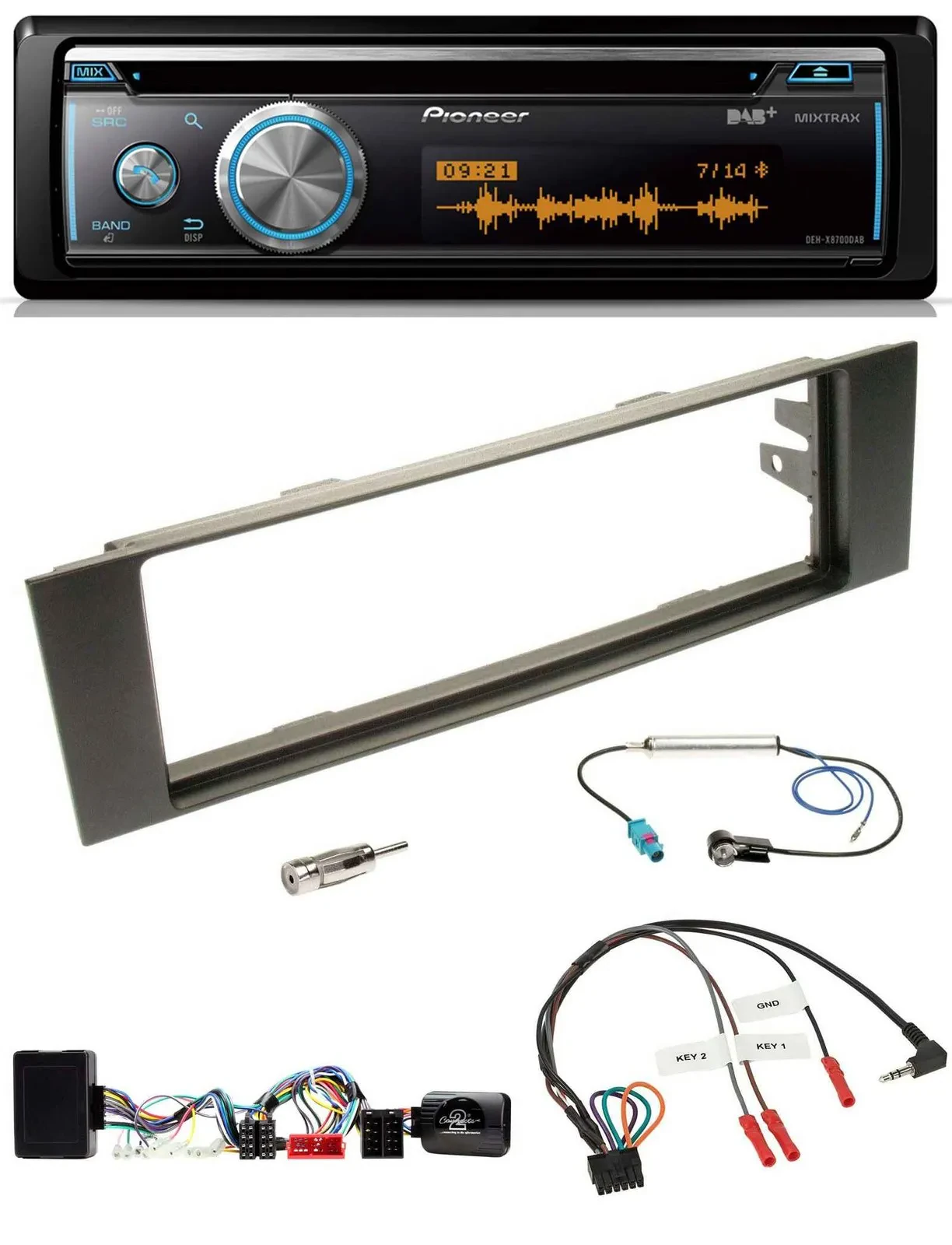 Pioneer Lenkrad DAB USB CD Bluetooth Autoradio für Audi A3 03-06 vollaktiv