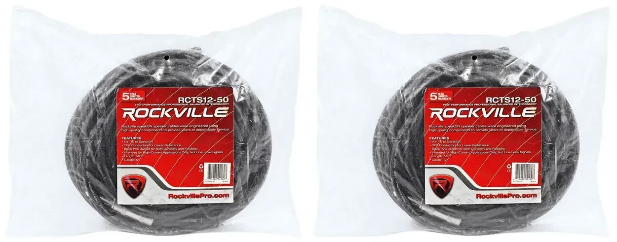 Спикерный кабель Rockville RCTS1250 Black 15.25 м (2 штуки)