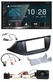 Kenwood DAB TMC USB 2DIN Lenkrad Bluetooth Navigation für Kia Ceed ab 2012 schwa