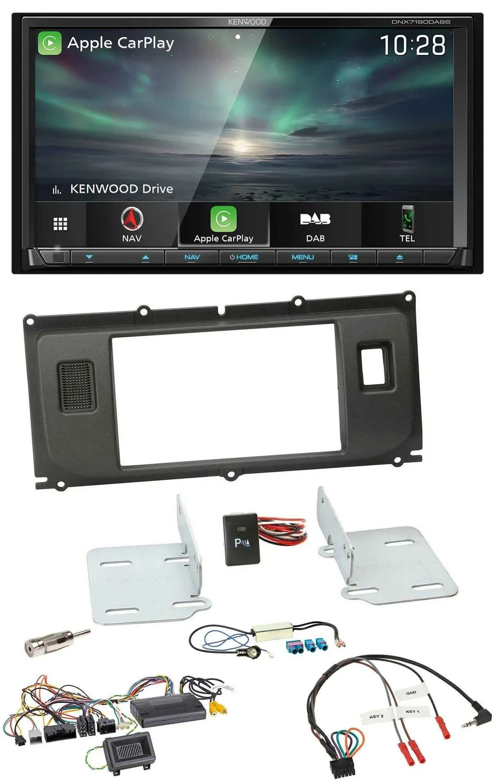 Kenwood Bluetooth USB 2DIN Lenkrad TMC DAB Navigation für Land Rover Evoque ab 2