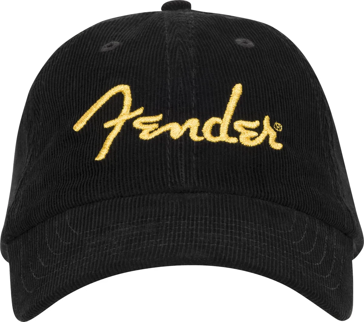 FENDER Gold Spaghetti Logo Corduroy Baseball Hat, Black, One Size