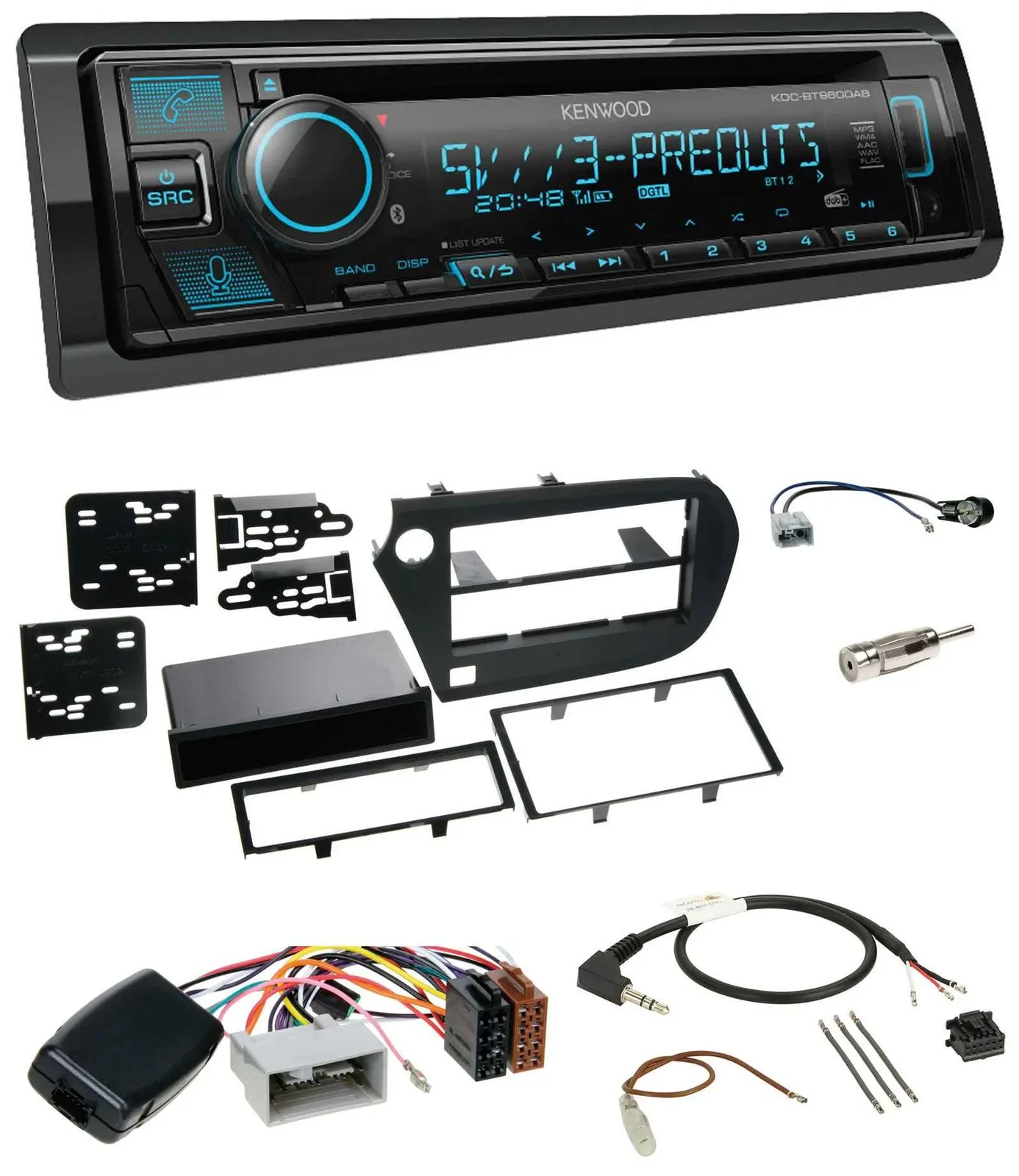 Kenwood Bluetooth USB CD Lenkrad DAB Autoradio für Honda Insight ZE2 2009-2013
