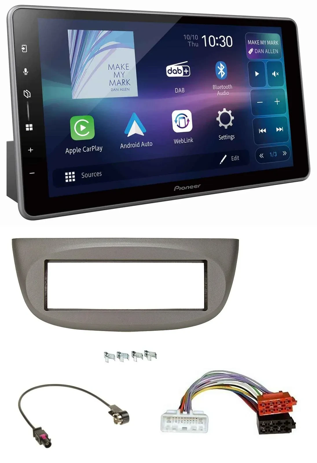 Pioneer Bluetooth USB DAB MP3 Autoradio für Renault Twingo ab 2015 beige-grau