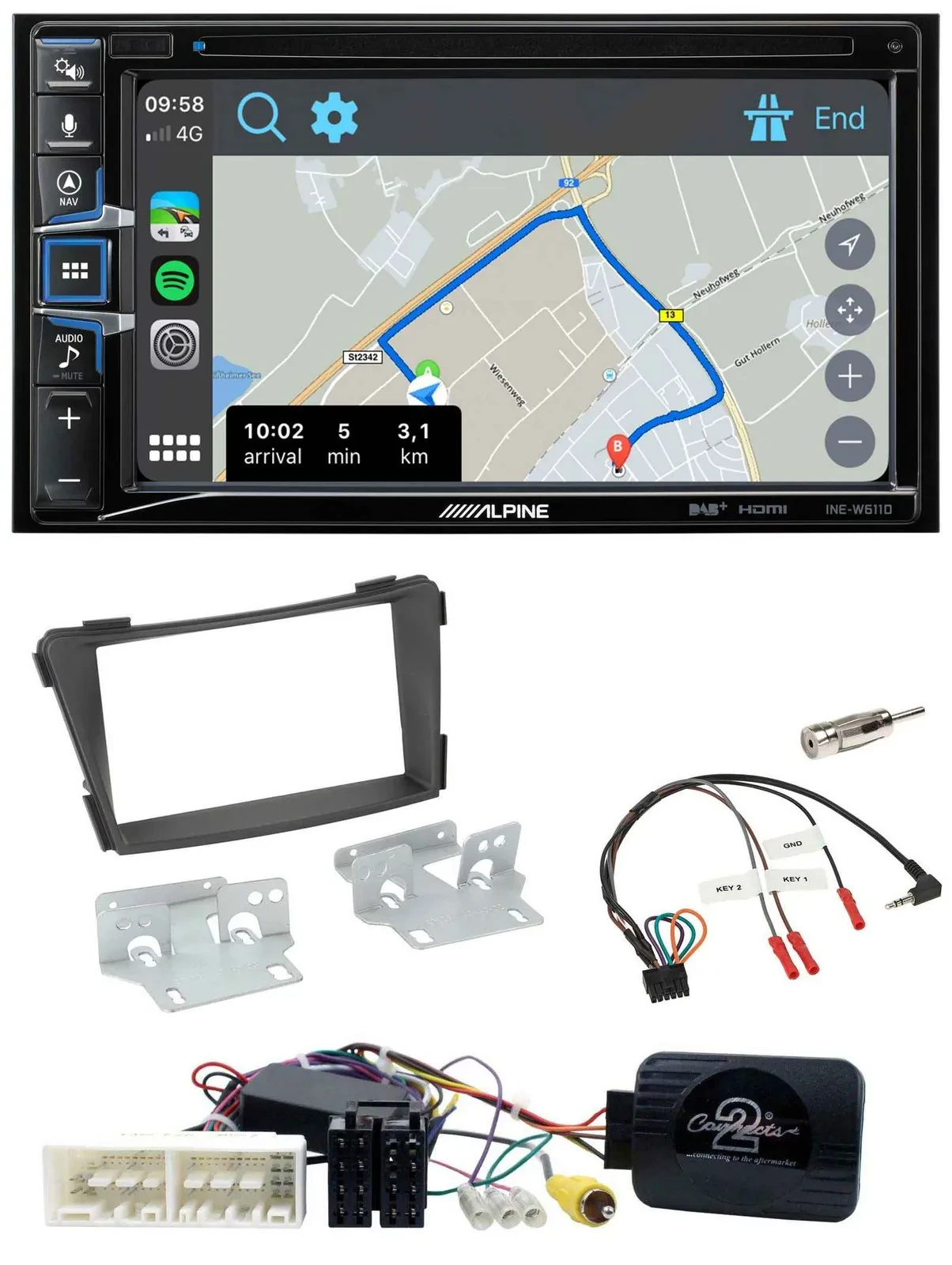 Alpine DAB TMC Bluetooth 2DIN USB Lenkrad Navigation für Hyundai i40 VF ab 16 sc