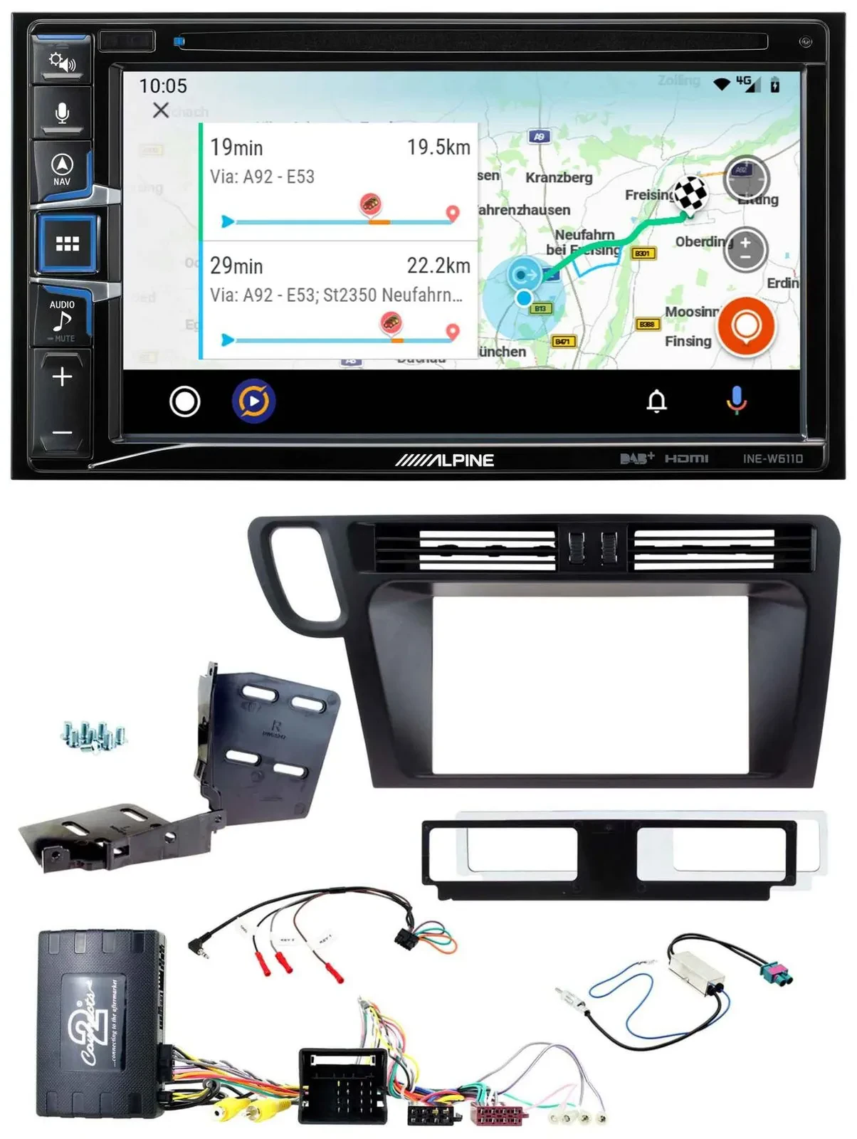 Автомагнитола для Audi Q5 Alpine 2DIN, Bluetooth, USB, DAB, навигация, TMC, поддержка кнопок на руле