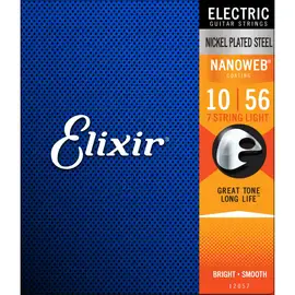 Струны для 7-струнной электрогитары Elixir 12057 NanoWeb Light 10-56