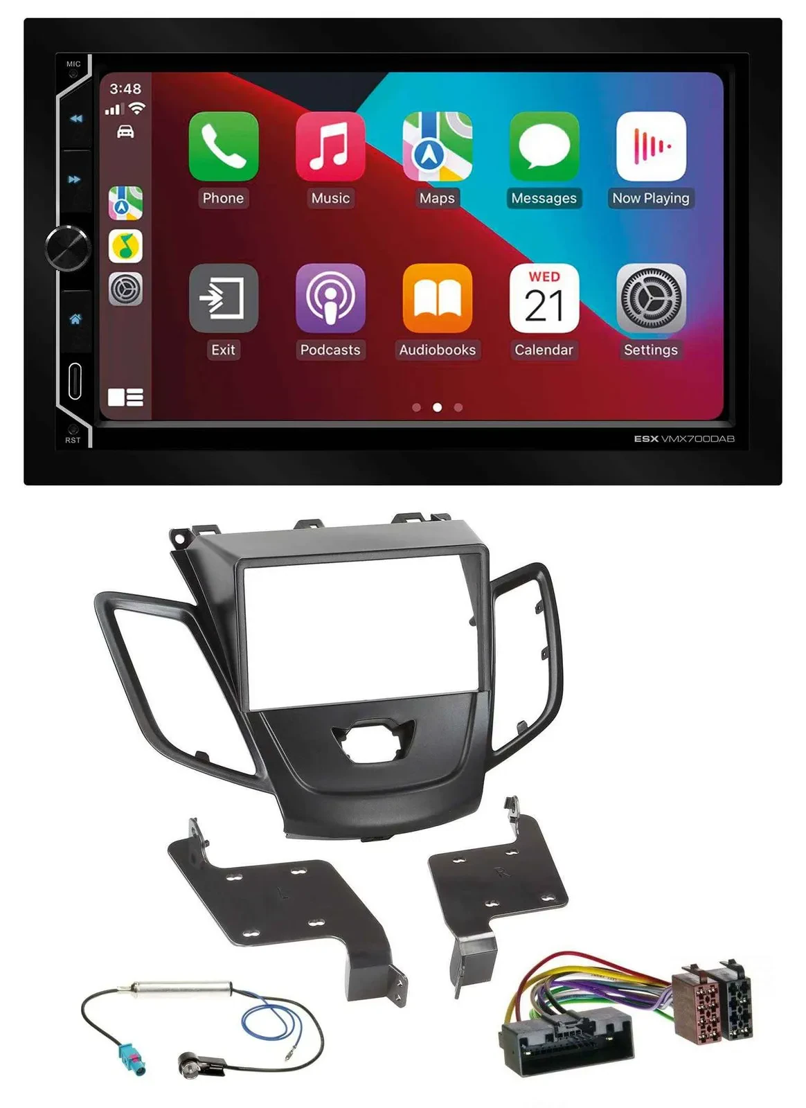 ESX 2DIN DAB USB MP3 Bluetooth Autoradio für Ford Fiesta 10-17 schwarz