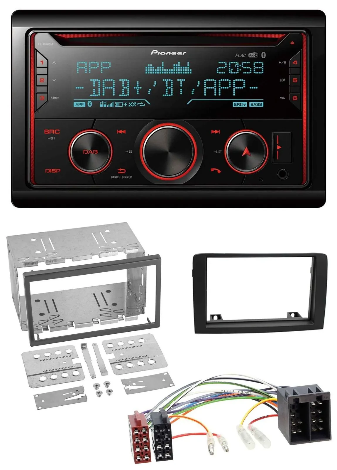 Pioneer 2DIN DAB MP3 Bluetooth USB CD Autoradio für Fiat Idea ab 05 schwarz