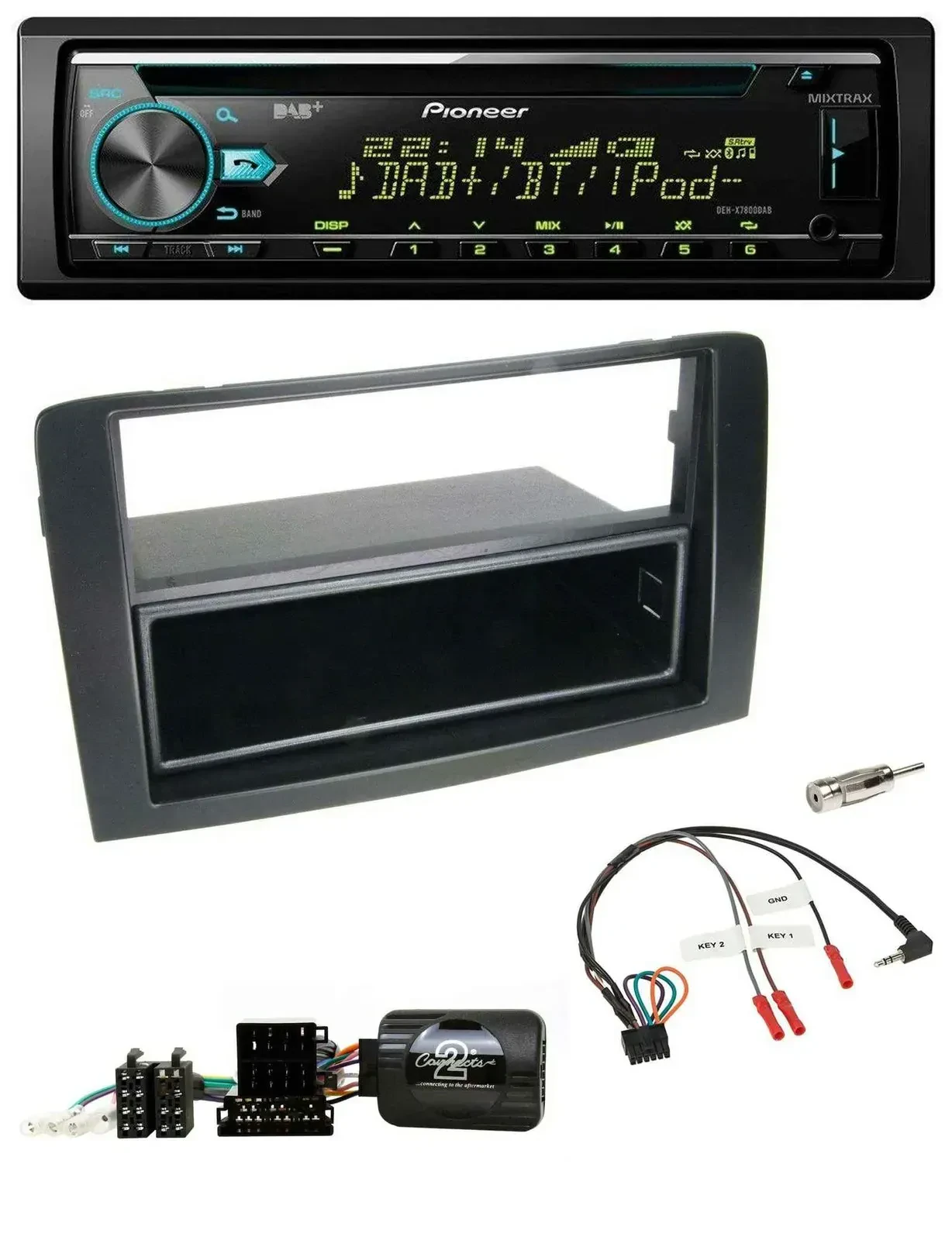 Автомагнитола для Fiat Idea 2006–2012 Pioneer DAB, CD, USB, Bluetooth, черный