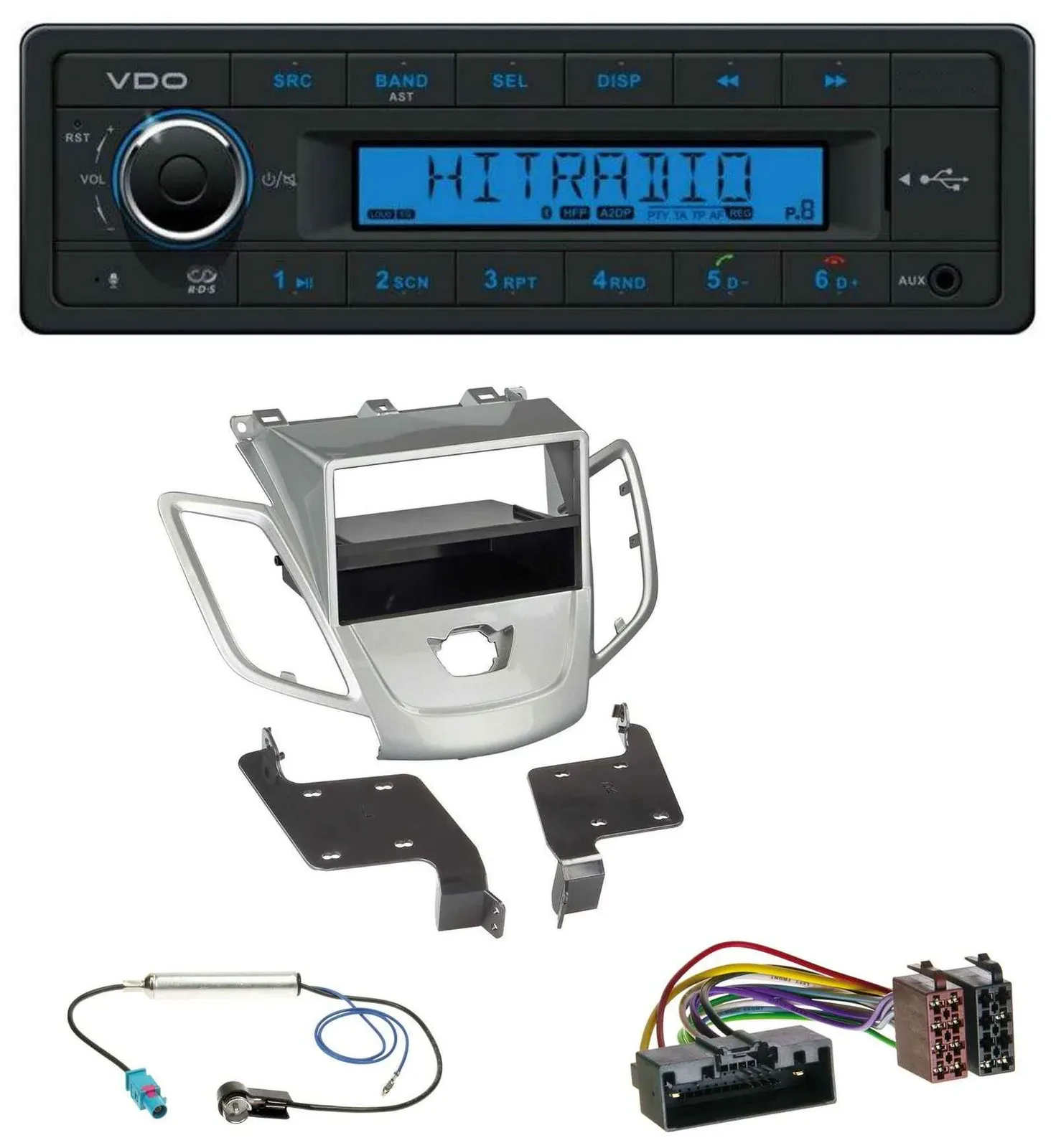 VDO AUX Bluetooth USB MP3 Autoradio für Ford Fiesta JA8 10-17 ohne Display silbe