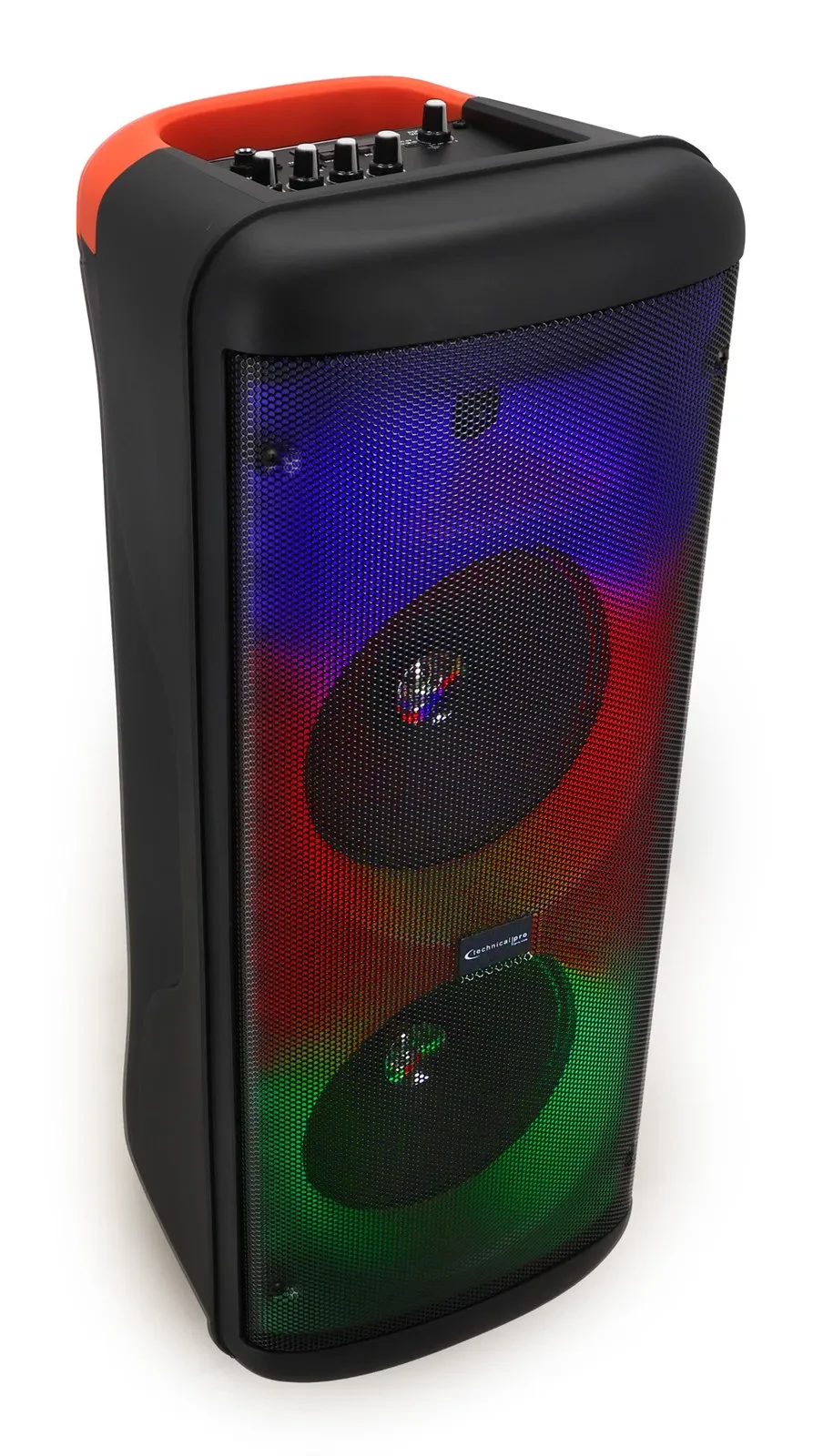 Technical Pro PLIT2X8 Rechargeable Dual 8"' DJ Party Speaker w/ Bluetooth+Mic