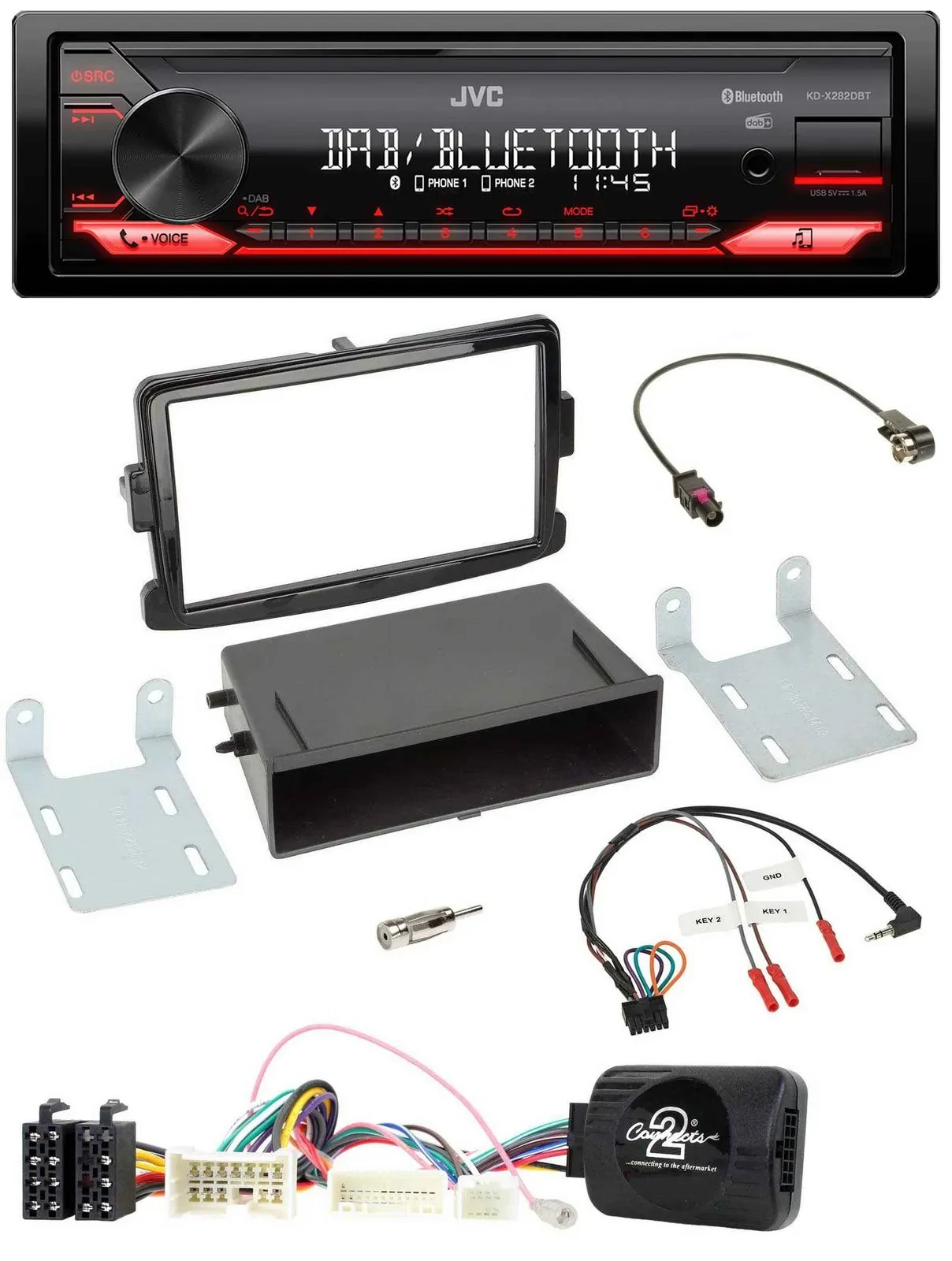 JVC Bluetooth USB DAB Lenkrad Autoradio für Dacia Dokker Lodgy Sandero ab 12 pia