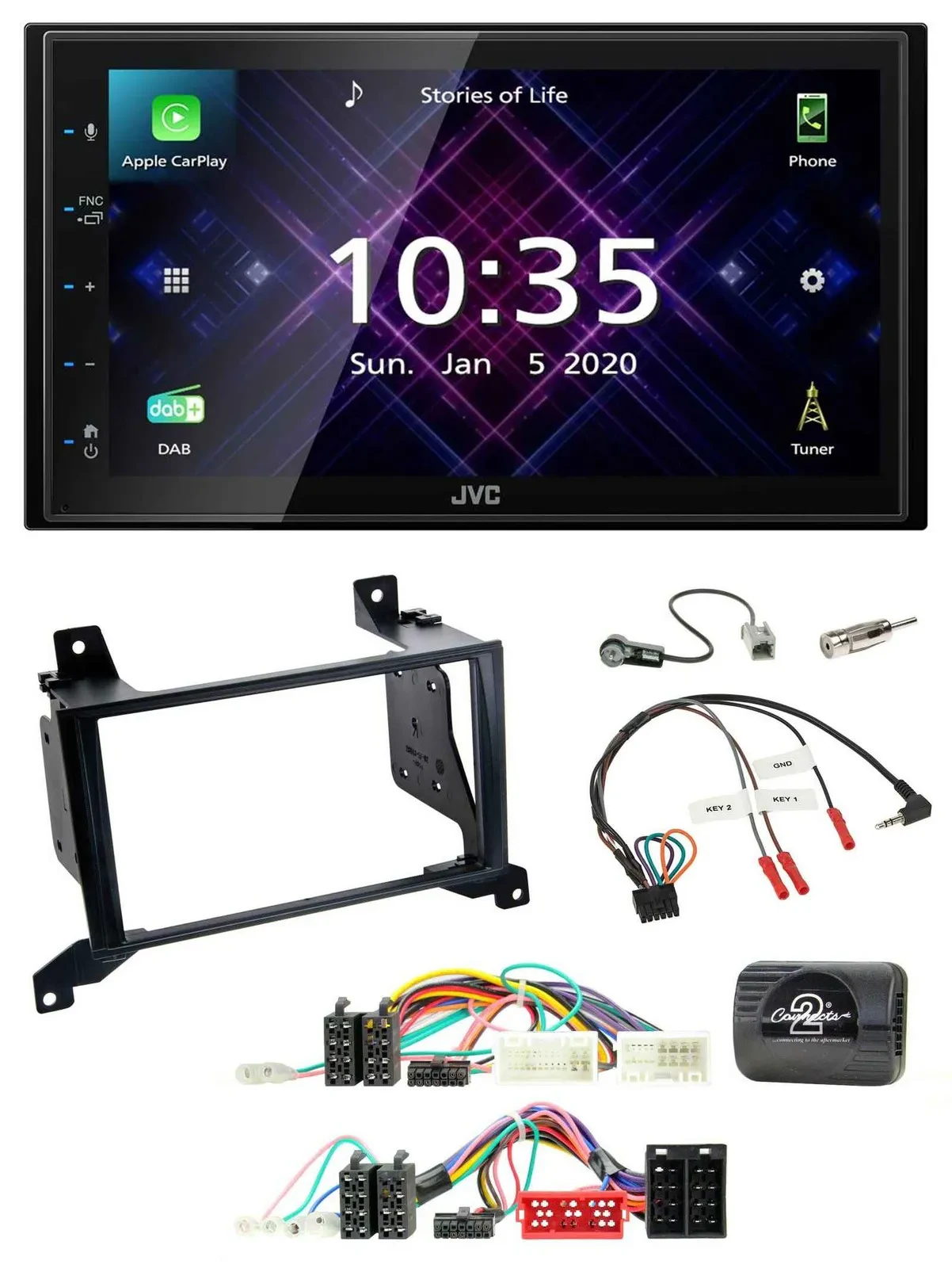JVC DAB 2DIN Lenkrad Bluetooth USB Autoradio für Hyundai Santa Fe CM 2009-2012