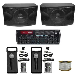 (2) Rockville 12" 1600w Karaoke Speakers+Bluetooth Pro Amplifier Mixer+2) Mics