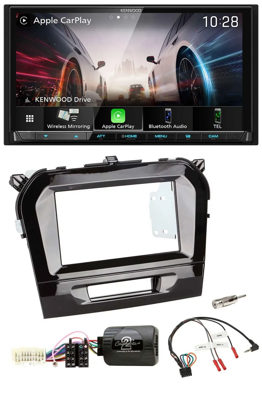 Kenwood Lenkrad 2DIN USB DAB Bluetooth Autoradio für Suzuki Vitara ab 2015