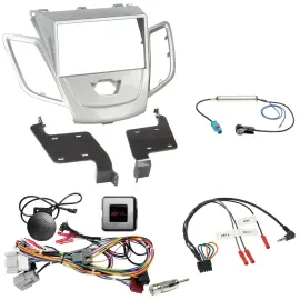 Einbauset Lenkradadapter Doppel DIN Autoradio für Ford Fiesta 2010-2017 silber