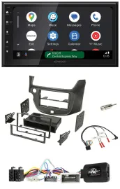 Kenwood DAB Bluetooth USB Lenkrad 2DIN Autoradio für Honda Jazz ab 14 dunkelgrau