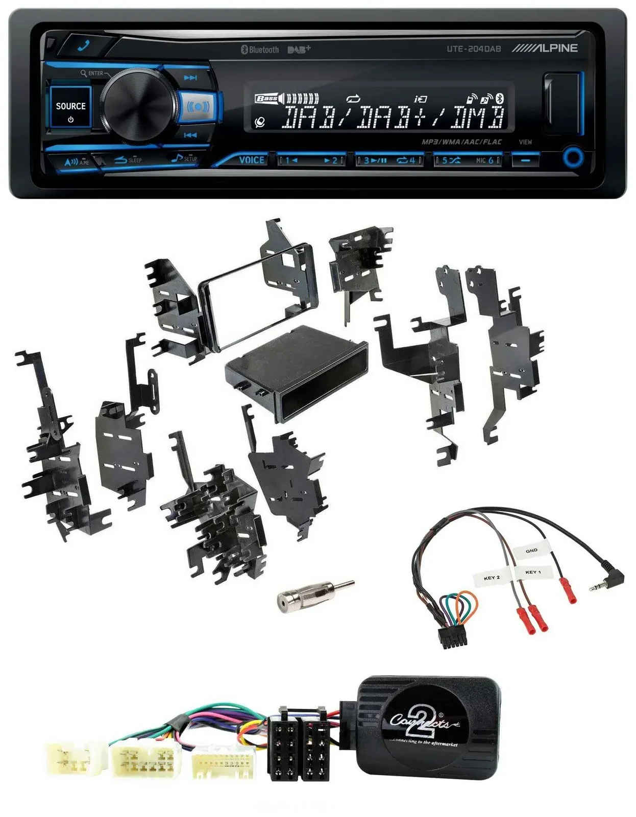 Alpine USB Bluetooth DAB Lenkrad Autoradio für Toyota Yaris 2007-2012
