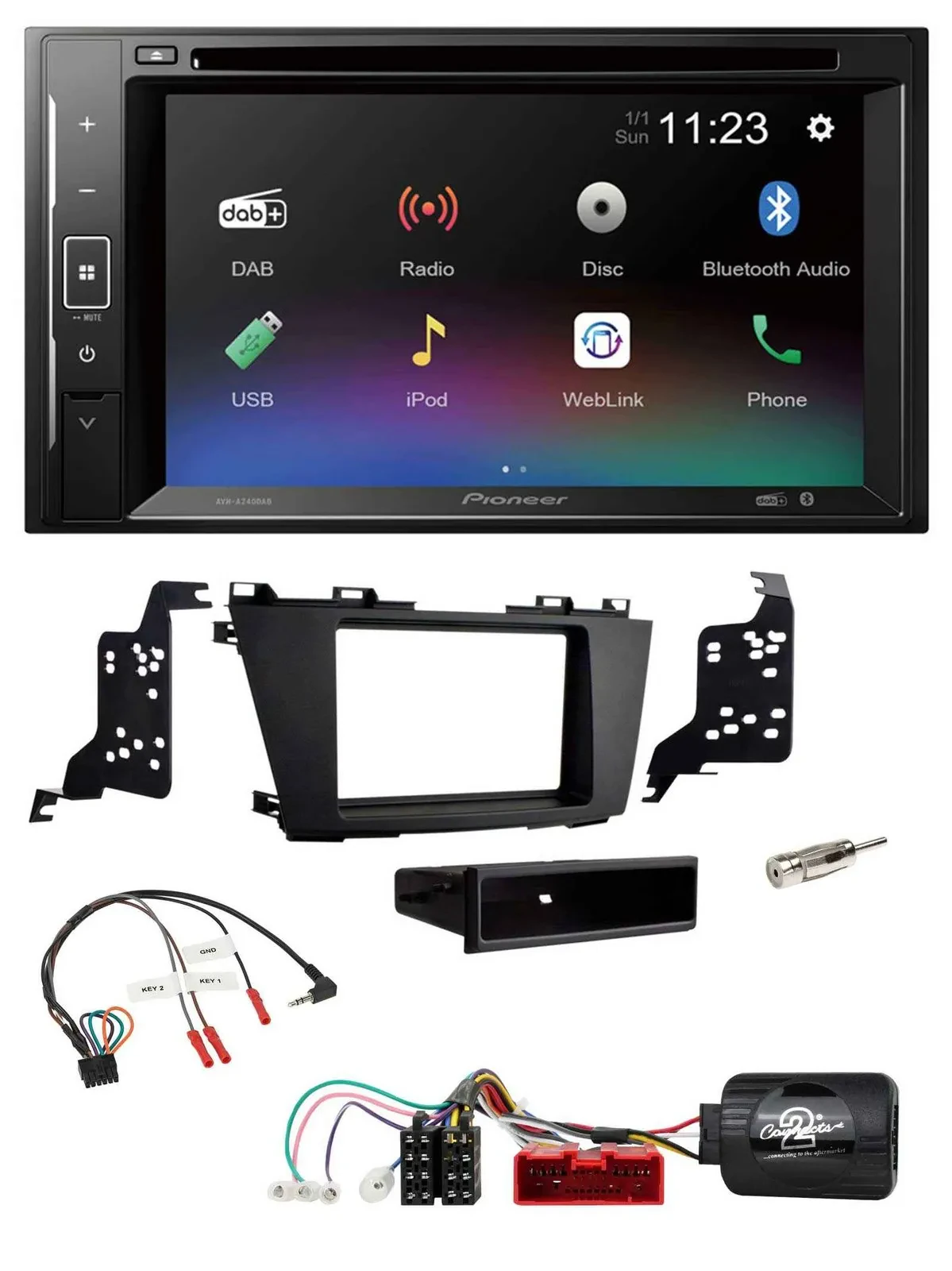 Автомагнитола для Mazda 5 2010–2015 Pioneer 2DIN, Bluetooth, USB, DAB, DVD