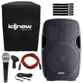 Gemini AS-1200P 12" Active/Powered Portable DJ PA Party Speaker w Cover Mic Pack