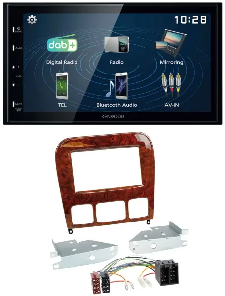 Kenwood 2DIN Bluetooth MP3 USB DAB Autoradio für Mercedes S-Klasse 98-05 Holzopt