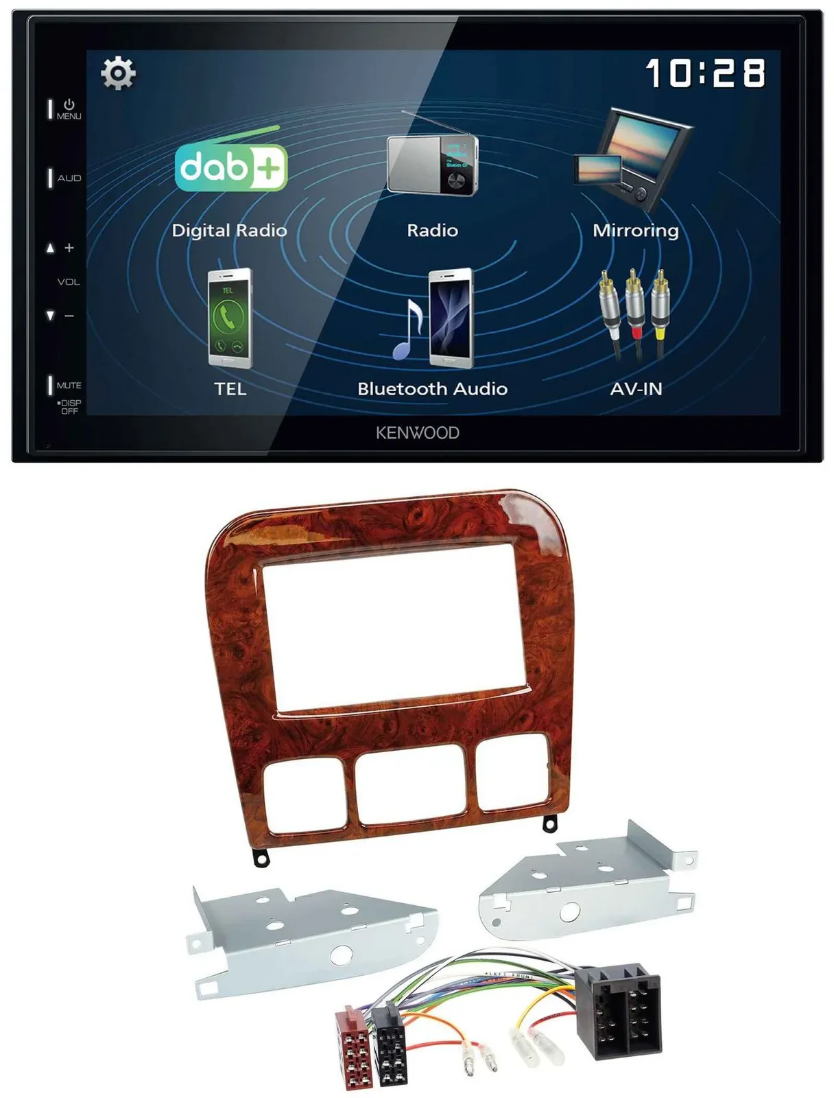 Kenwood 2DIN Bluetooth MP3 USB DAB Autoradio für Mercedes S-Klasse 98-05 Holzopt