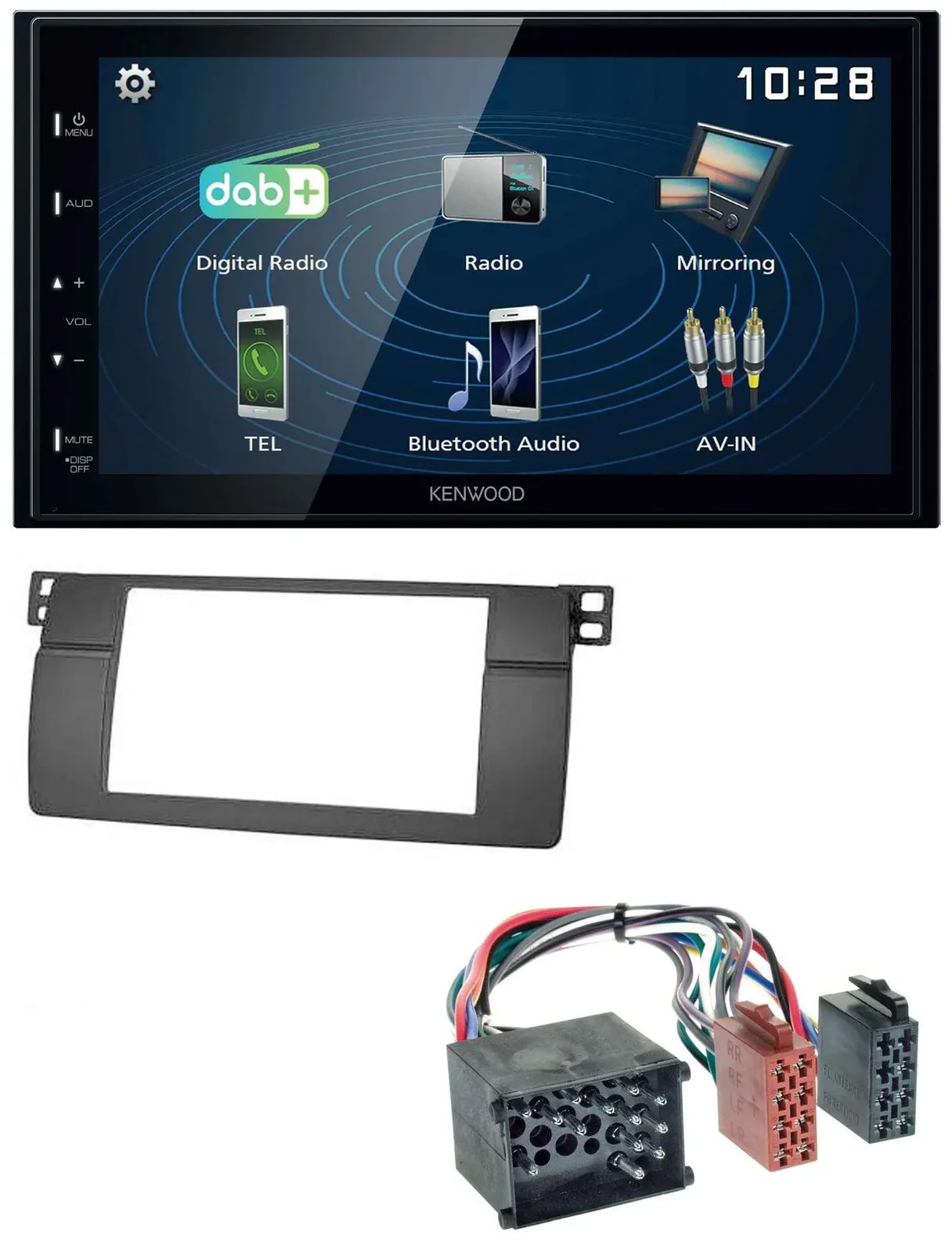 Kenwood 2DIN Bluetooth MP3 USB DAB Autoradio für BMW 3er E46 mit großem Navi Run